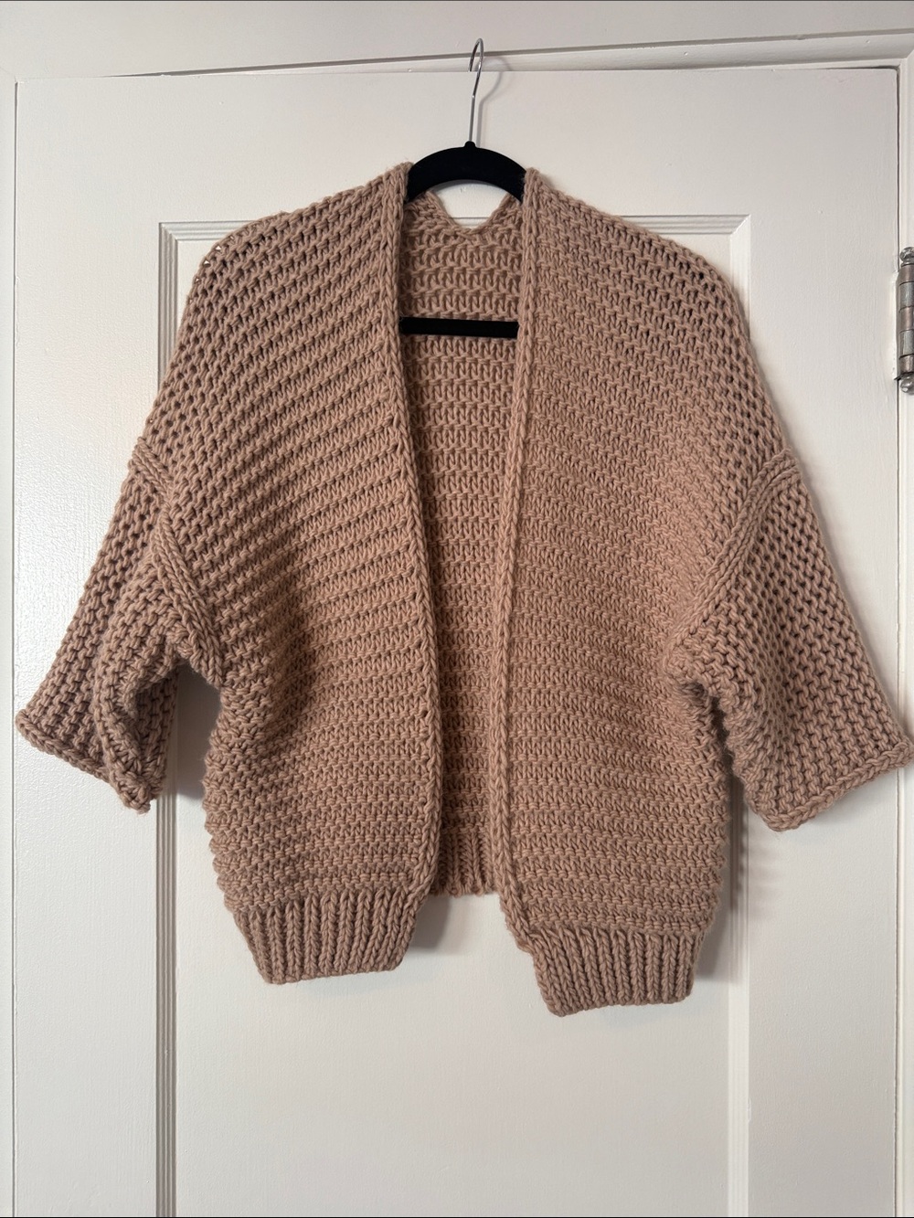 Caposhie Chunky Knit Open-Front Women's Sweater Cardigan - Taupe